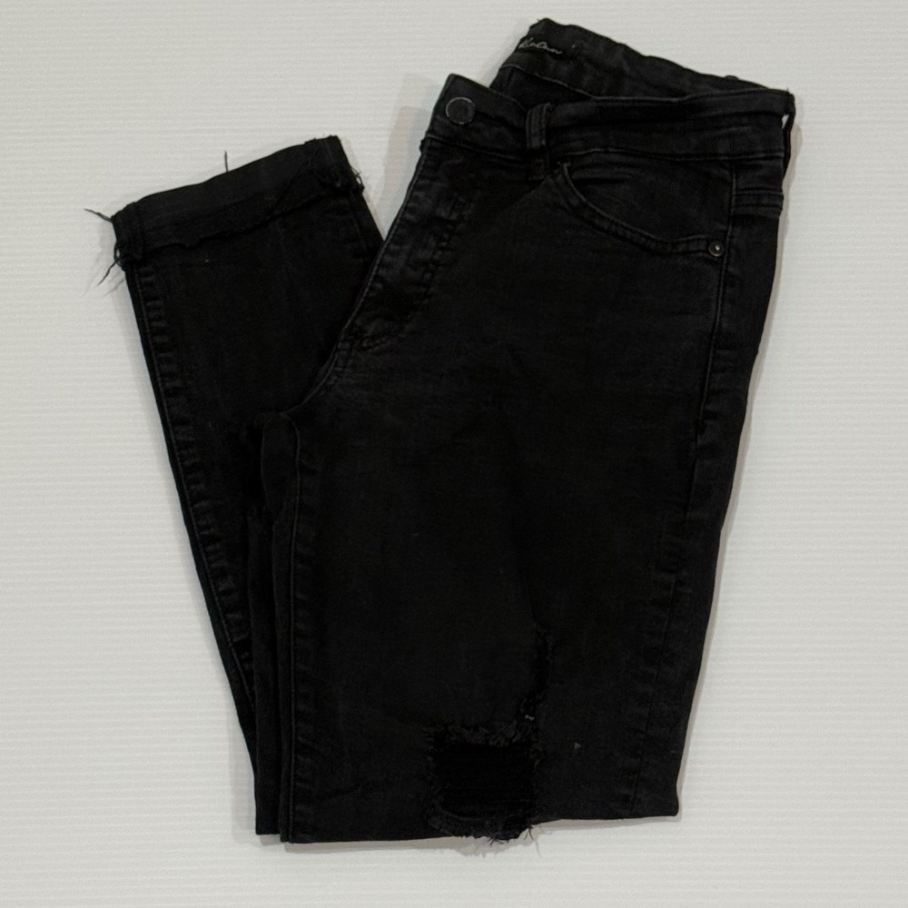 KanCan Black High Rise Raw Hem Denim Pants Women Size 28 KC7263BK